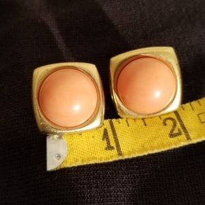Orange button earrings
